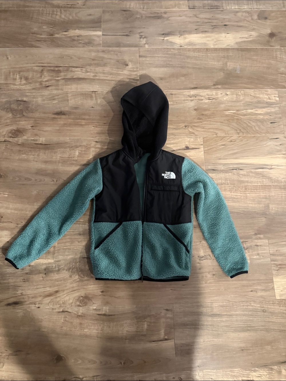 The North Face Kids' Teal and Black Sherpa Zip Hoodie
